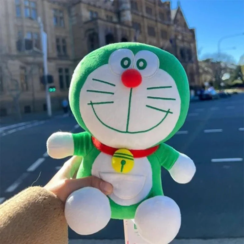 Peluche Kawaii de Doraemon Verde, Juguete de Peluche de Gato Robot de Dibujos Animados, Muñeco de Peluche Popular de Anime, Almohada de Peluche Cómoda, Regalo para Niñas y Fans