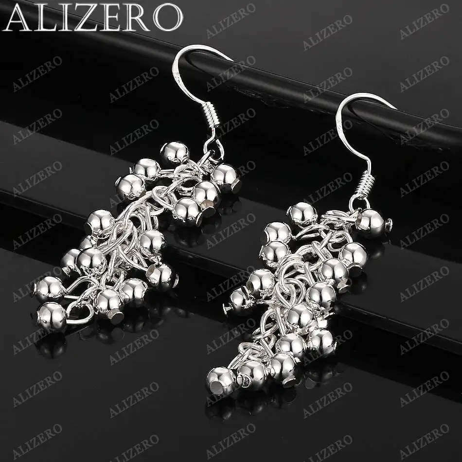 Fine 925 Sterling Silver Smooth Grape Beads Drop Earrings For Women Jewelry Fashion Party And Daily Wear