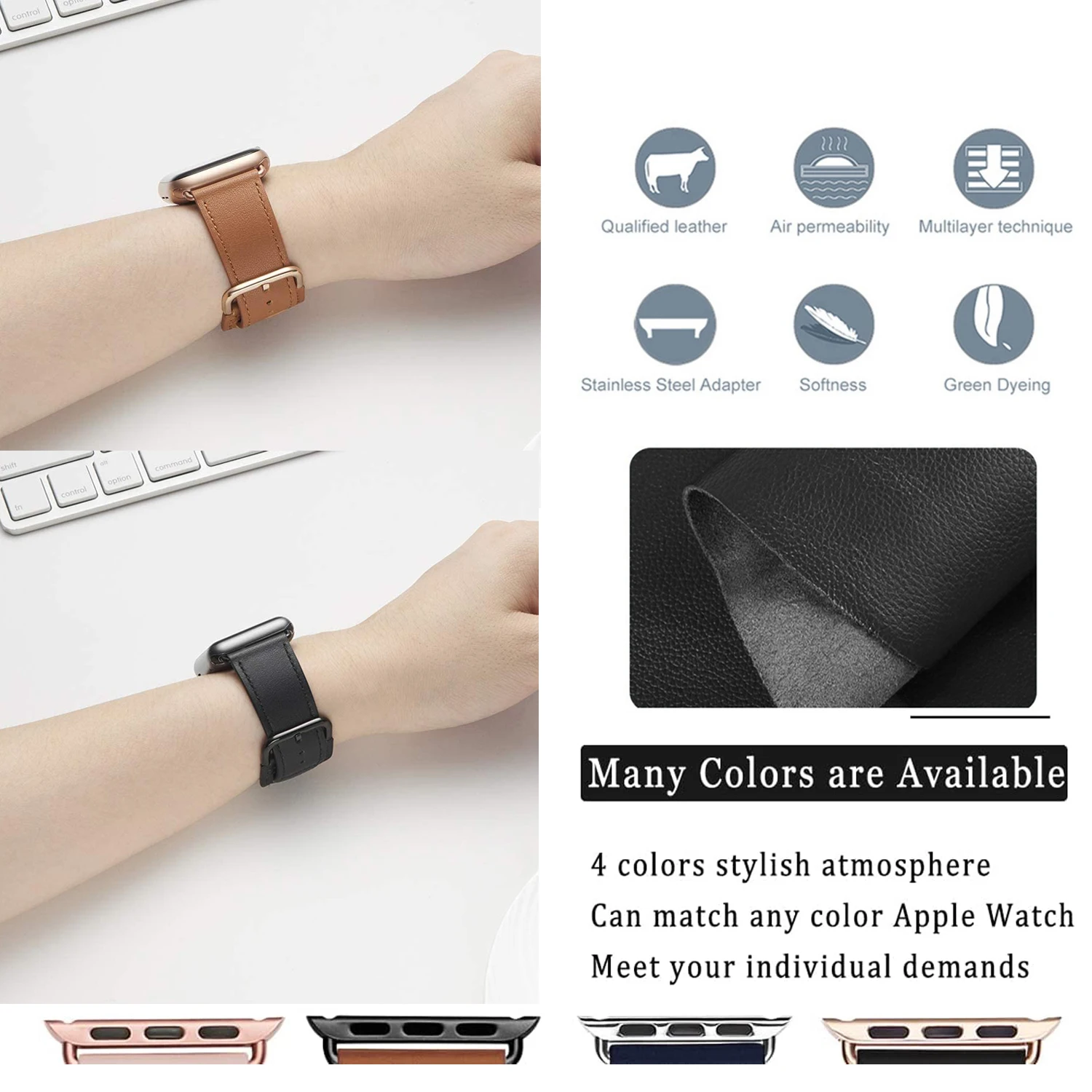 หนังสีสัน Link Loop สำหรับ Apple Watch Band 44มม.40มม.41มม.45มม.IWatch Series 7 6 SE 5 4 3 2 1สร้อยข้อมือ42มม.38มม.