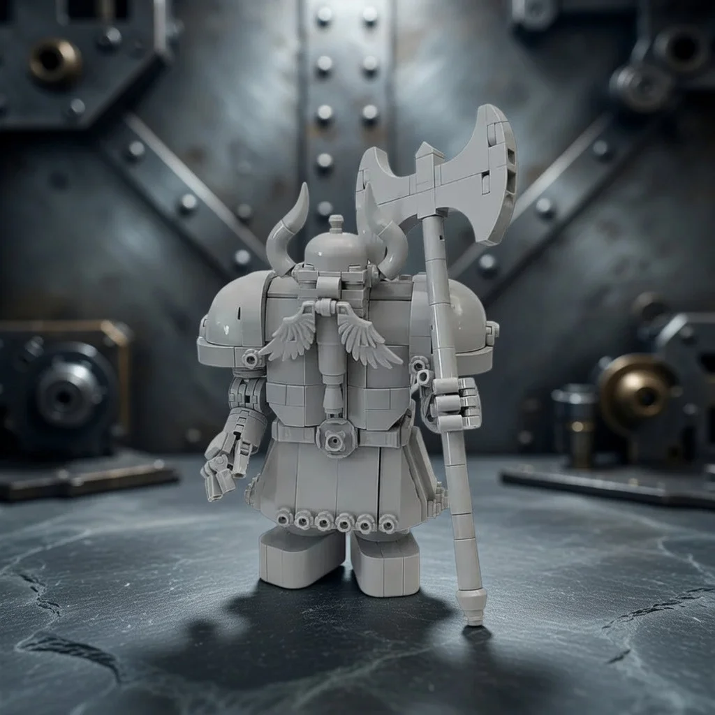 MOC Fantasy Dwarf Hero Building Blocks Warrior Statue with Battle Axe Bricks DIY Assembly Action Figure Desktop Ornament