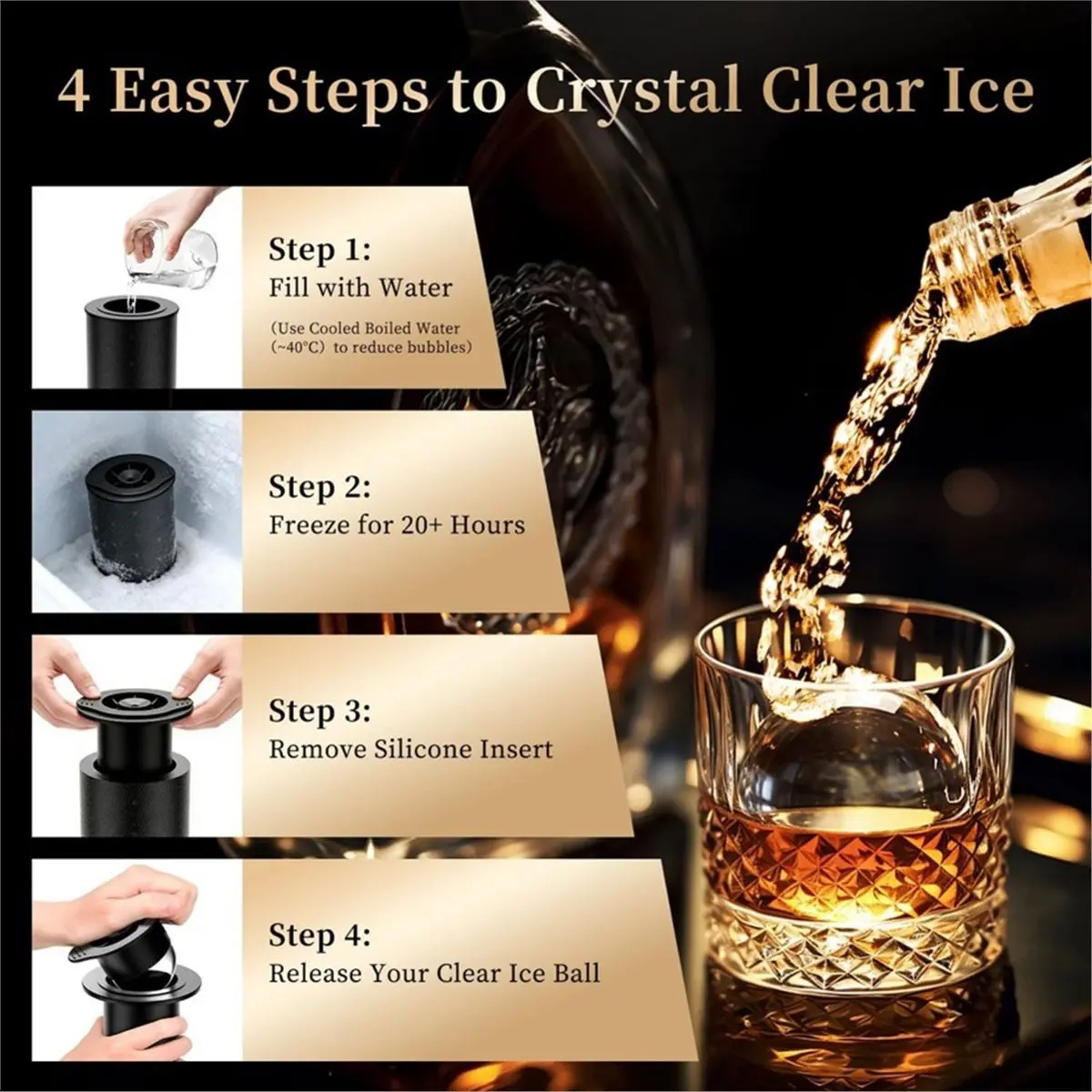 Home Tool Clear Ice Ball Maker for Whiskey: 2.5