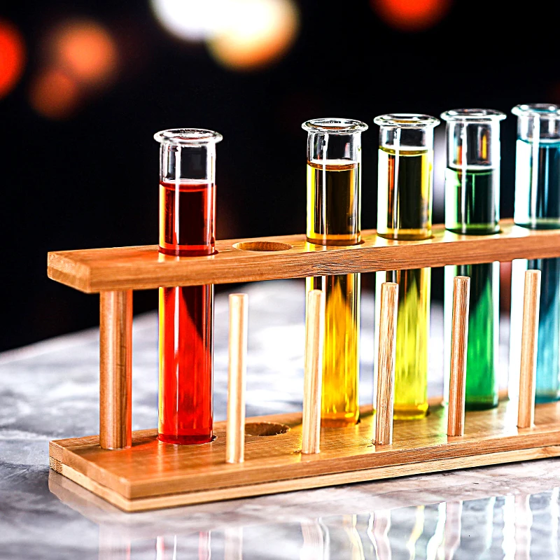 6 Piece Lot Test Tube Cocktail Glass Set With Free Rack Stand Bar KTV Night Club Home Party Shot Glasses Tipsy Holder Wine Cup