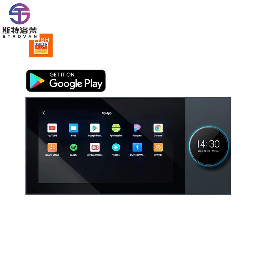 

STLF 7-inch Tuya Control Panel Two-zone Playback Touch Screen Intelligent Background Music System Support Google Play
