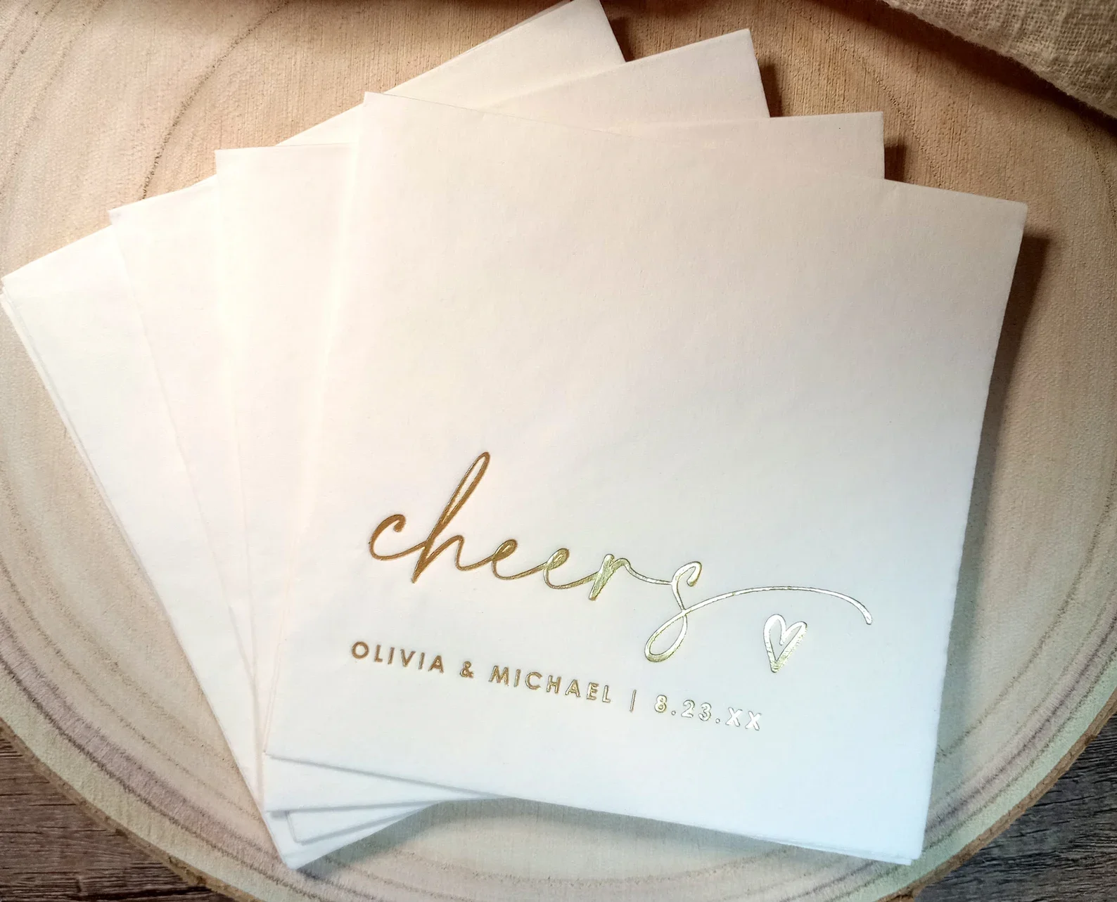 Gold Foil Napkins | Cheers Napkins | Rehearsal Dinner Napkins | Cheers Cocktail Napkins | Personalized Foil Napkins | Wedding Na