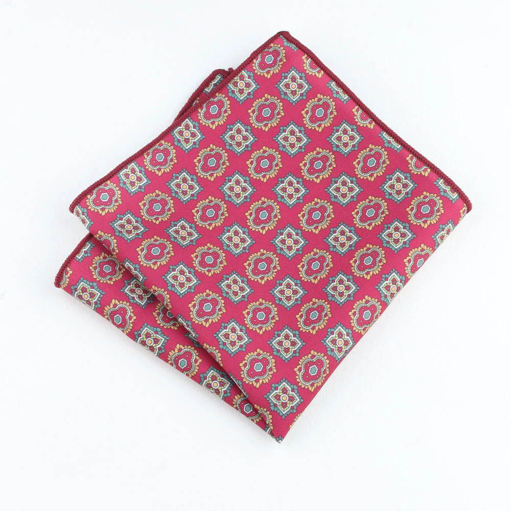 24cm New Winter Luxury Silky Pocket Square Men Floral Paisley Printed Handkerchief Colorful Soft Hanky Wedding Party Suit Cravat