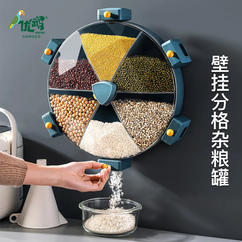 Degree Rotating Rice Dispenser, Sealed, Dry Cereal, Grain Bucket, Moisture-Proof, Kitchen Food Container, Storage Box