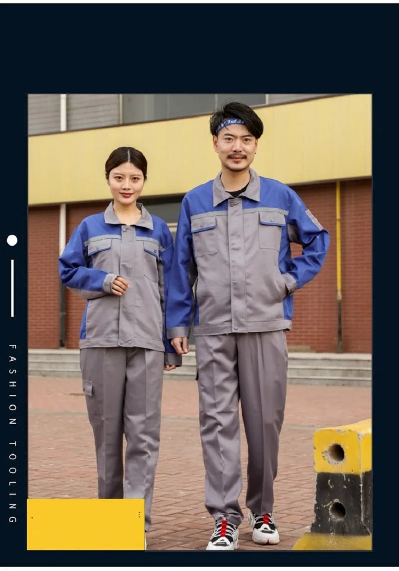 Arbeitskleidung für Männer und Frauen, zweifarbig, Hi-Vis, reflektierender Streifen, Sicherheitsarbeiter-Overall, Fabrik- und Werkstattuniformen, mechanischer Anzug