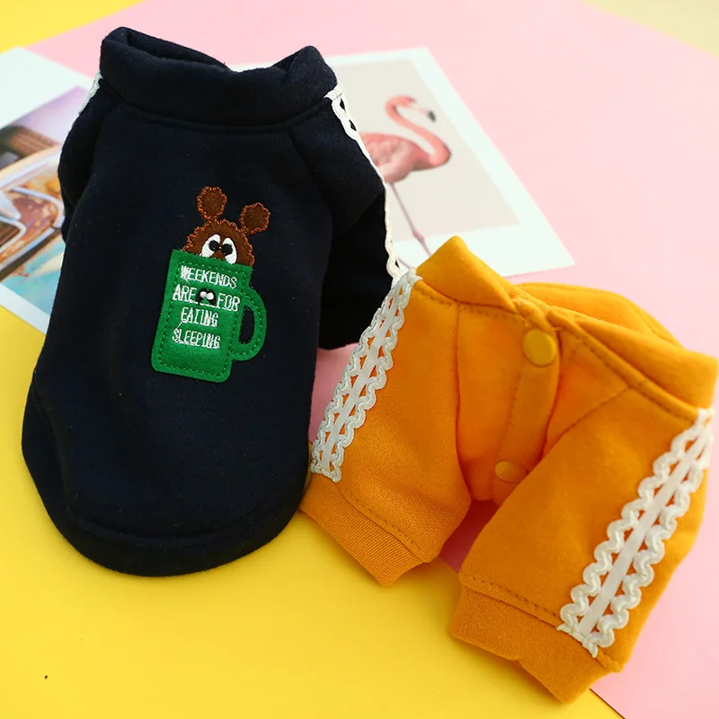 1PC Pet Clothes Cat Autumn/Winter Plush Thick Navy Antenna Elf Round Neck Shirt Suitable for Small and Medium sized Dogs