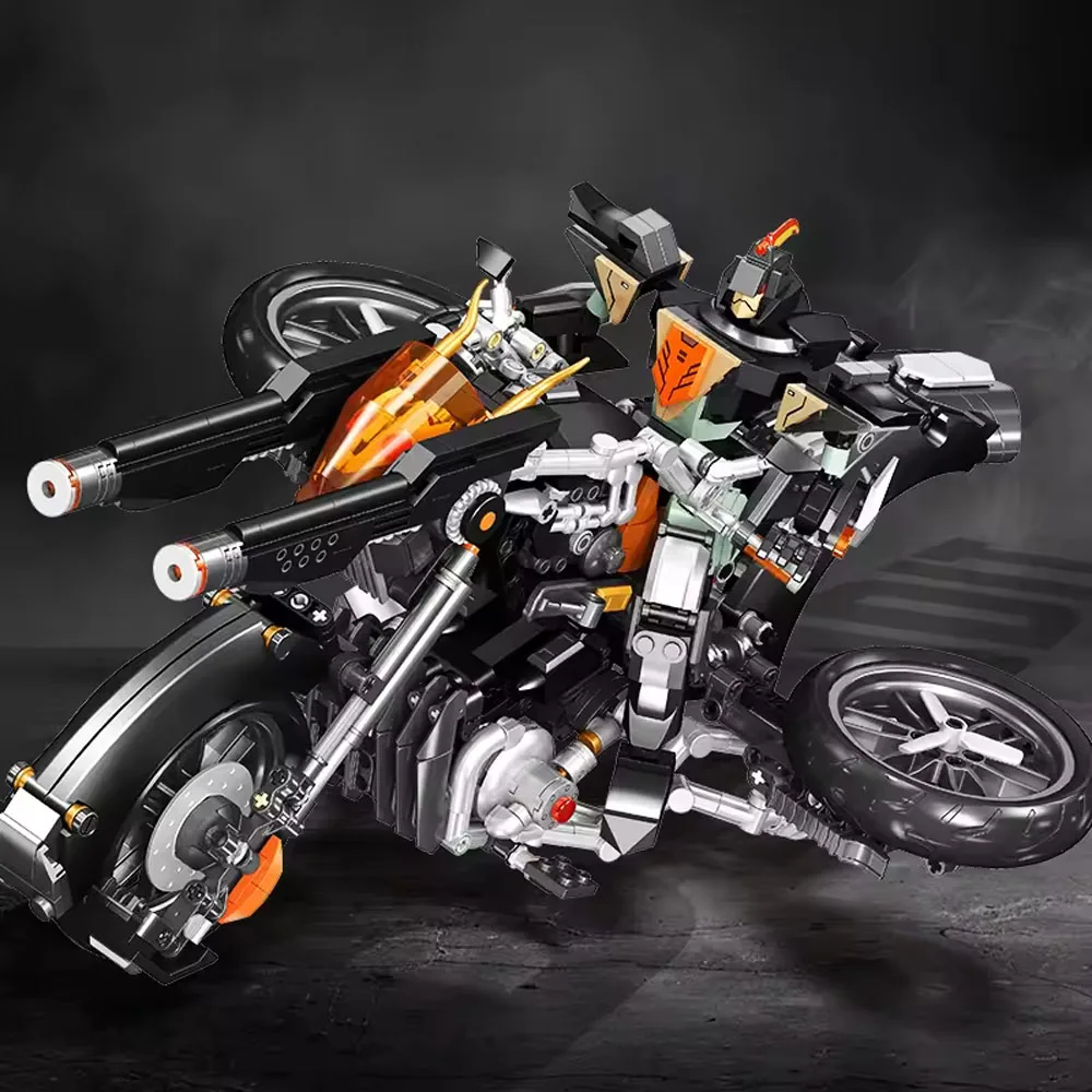 Diy mecha robô modelo tijolos presente de construção moc motocicleta bloco conjunto duas formas legal olhar brinquedo para crianças adultos