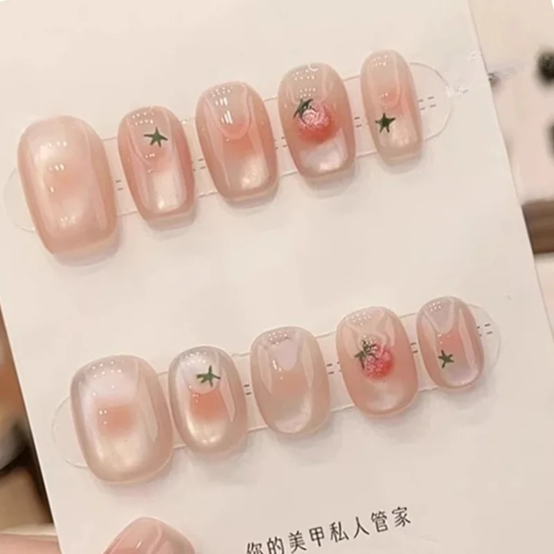 

sweet Fingernail Short Simple Glue False Nails 3d Tomato Realistic Press on Nails High Quality Artificial Nail Art Natural