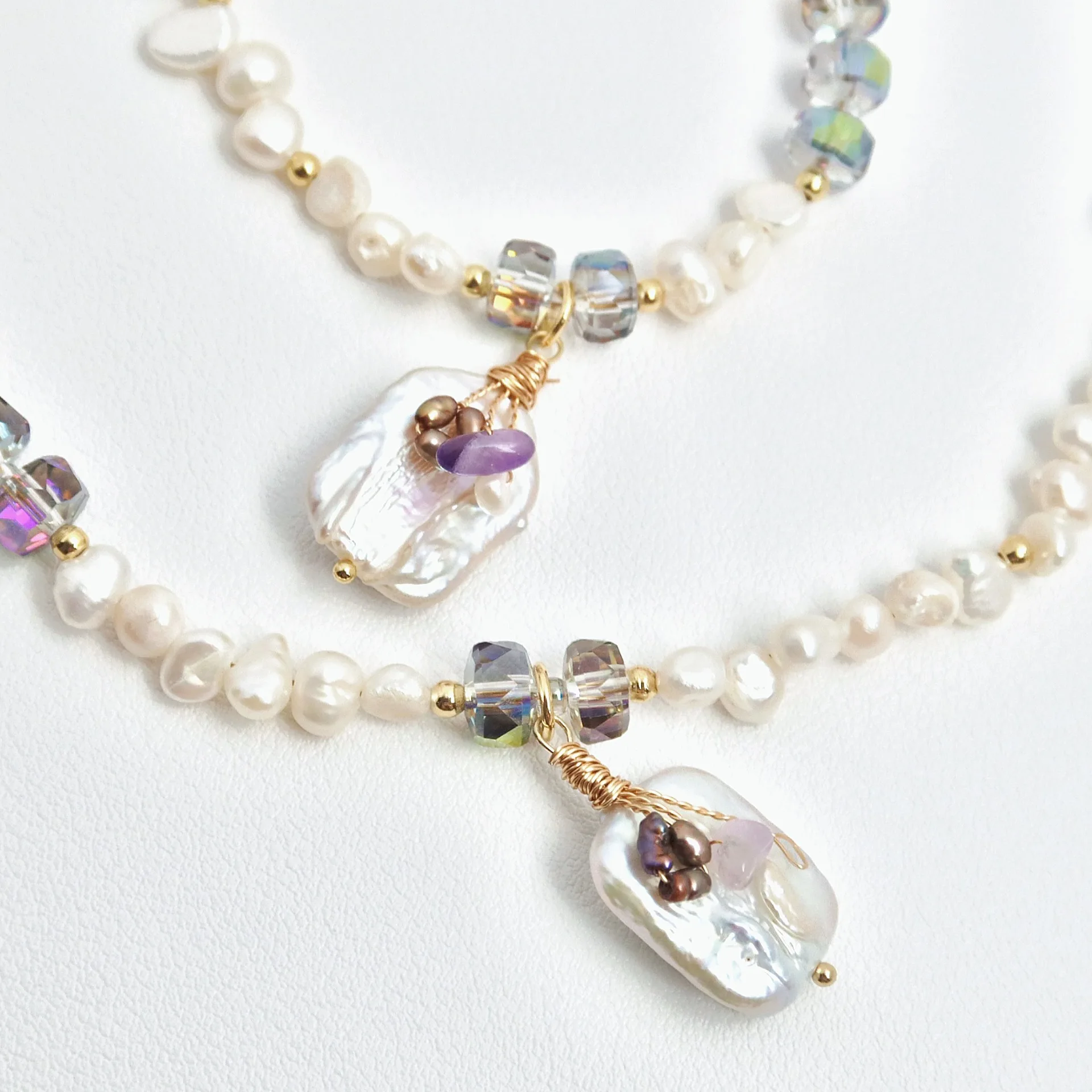 Natural Crystal Baroque Freshwater Pearl Jewelry Set, Including Bracelet and Necklace, Featuring Light Luxury Design Sense
