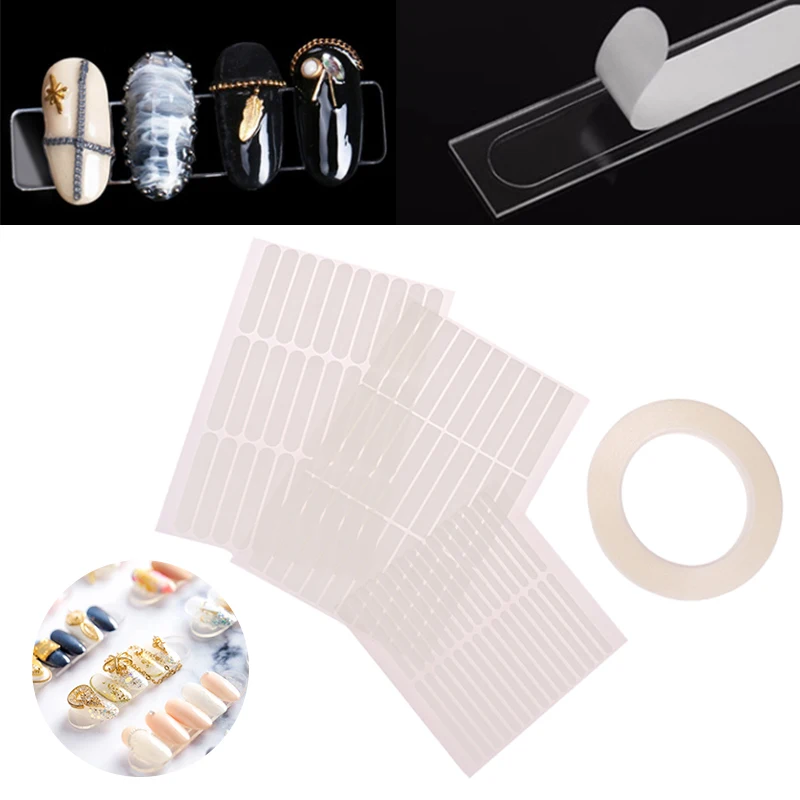 30pcs Transparent Double Adhesive Tape Nail Tip Self Adhesive Tape Display Bar Nail Art Swatch Display Tool Nail Products