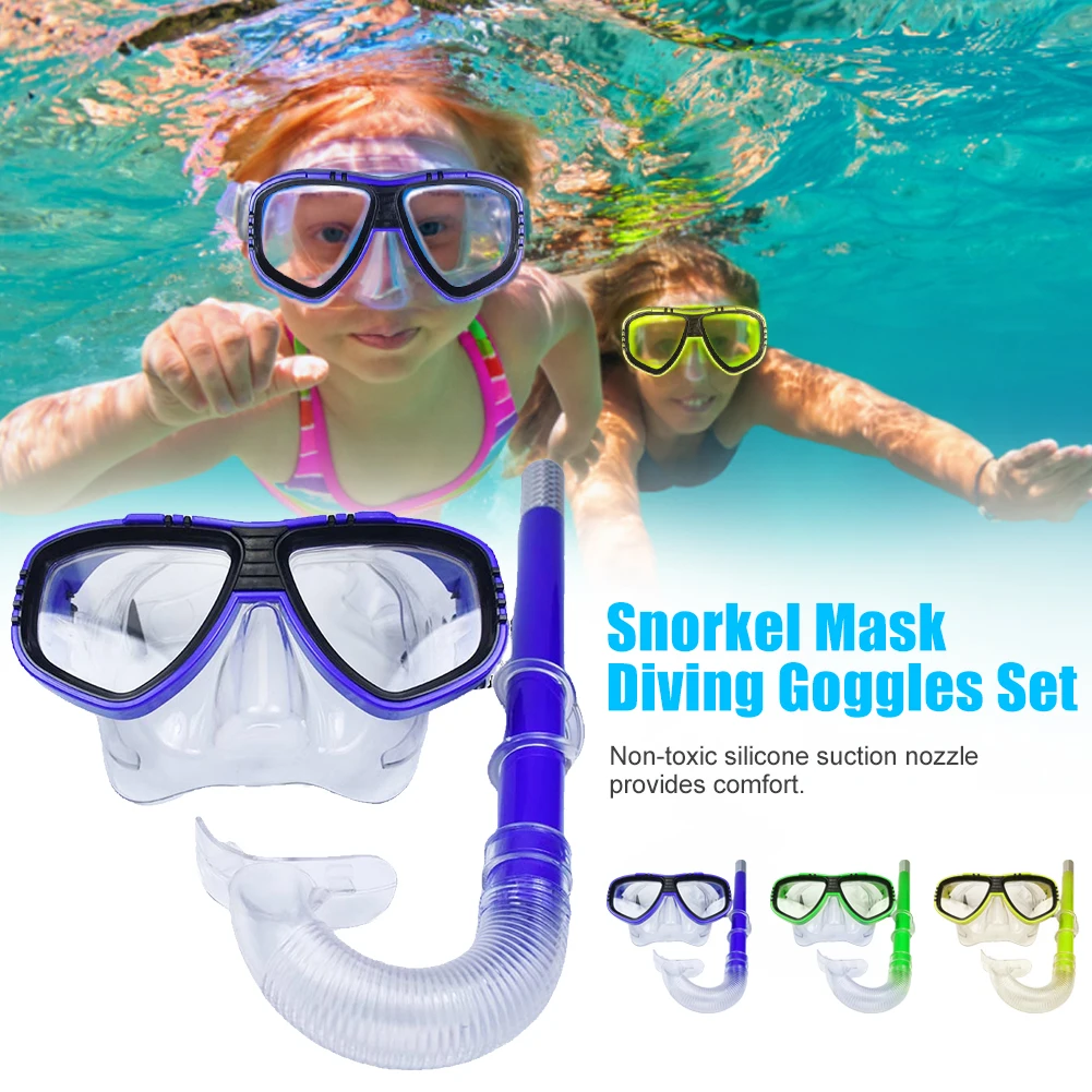 Conjunto de óculos de mergulho com máscara de snorkel para crianças adultos óculos de mergulho conjunto de tubos faixa de cabeça ajustável