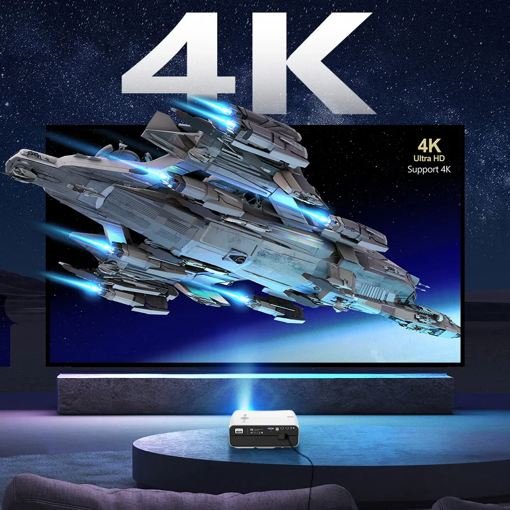 El más nuevo proyector 4K con licencia de Netflix Android 14, cine en casa, 5G, WiFi 6, proyector de vídeo portátil LaSEr, versión Google 1800 ANSI