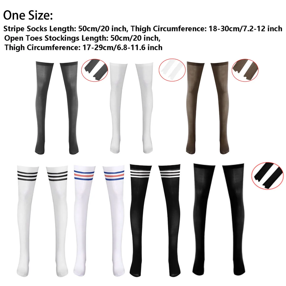 Men Women Striped Long Tube Socks Athletic Over Knee Open Toes Stocking See-though Thin Soccer Football Running Sock