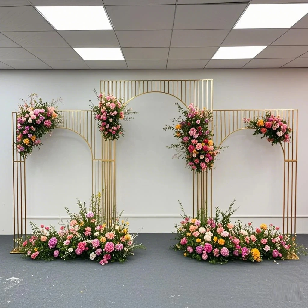 

3pcs/gold/sliver Wedding Backdrop Frame sliver Gold Plated Decorative Ornaments door gate arch entance Arches Chandelier Stands