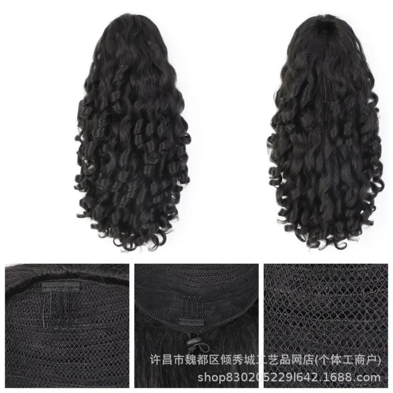 

Women's drawstring wig, short fluffy curly hair ponytail extensions, fake hairpiece