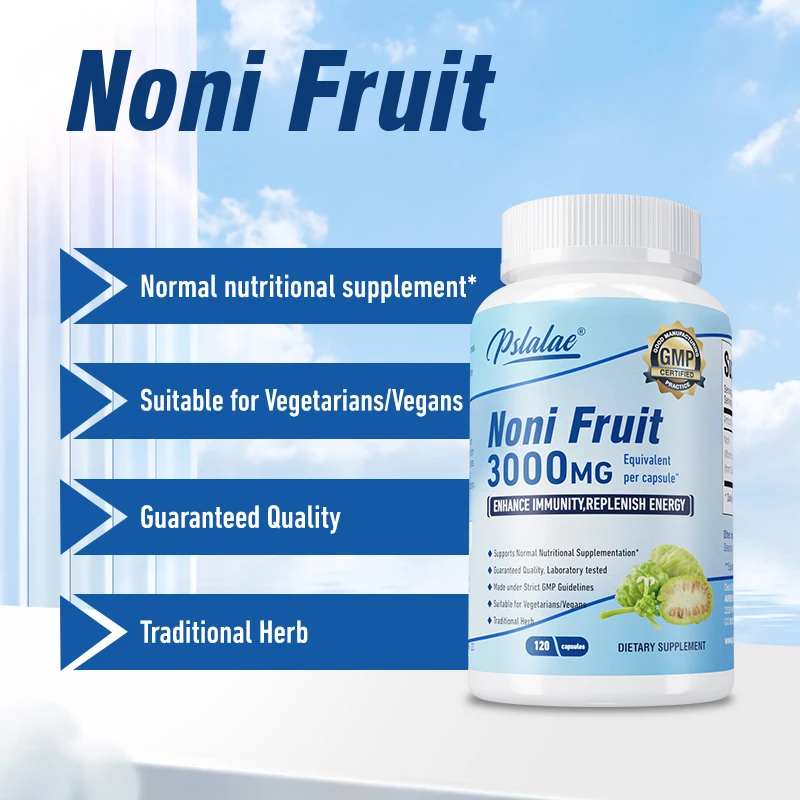 Cápsulas de frutas Noni, 3000mg, proporcionan energía, apoya la salud Intestinal, salud de la piel, mejoran la inmunidad, antioxidante