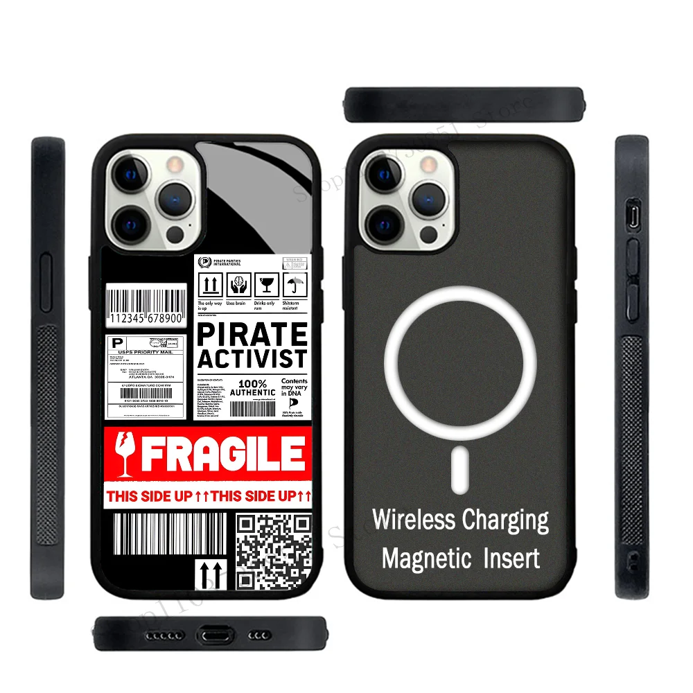 Fragile Label Phone Case Strong Magnetic For IPhone 15 14 13 Pro Max 11 12 Mini Alex Mirror For Magsafe