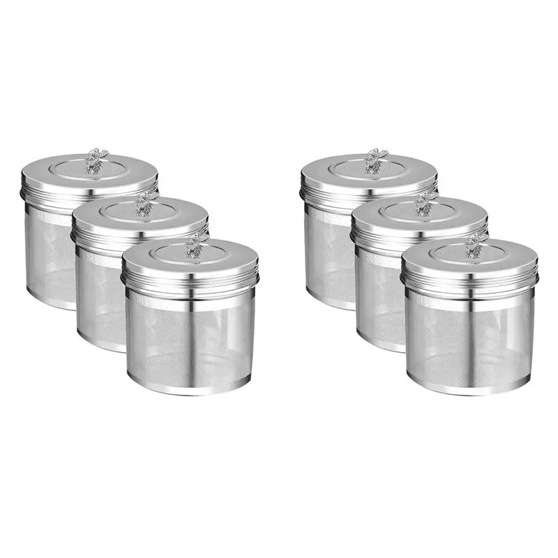 AS60-6 Pcs Large Tea Ball Infuser For Loose Leaf Tea & Spice Infuser For Cooking, Threaded Lid, Extra Fine Mesh Tea Strainer