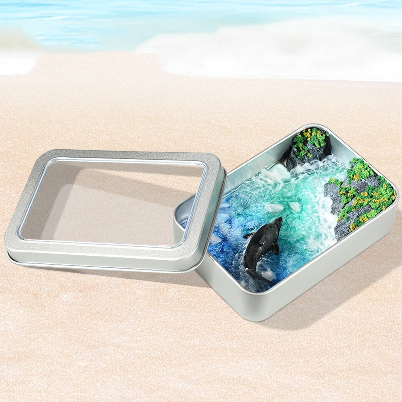 수제 미니어처 디오라마 레진 바다 파도 해변 에폭시 공예품 데스크탑 디스플레이 선반 장식 DIY 키트 홈 오피스 선물