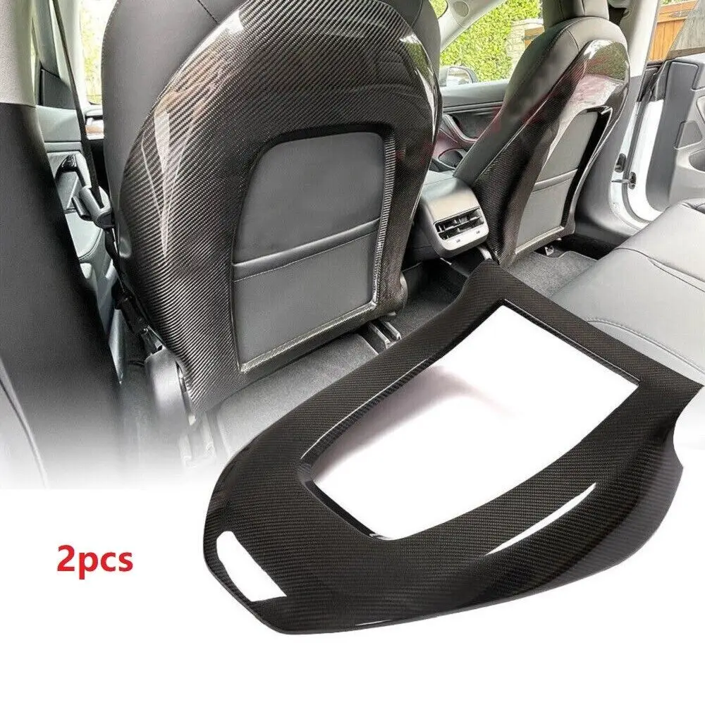 

Dry Carbon Fiber Car Seat Back Cover Trims 2pcs For Tesla Model Y