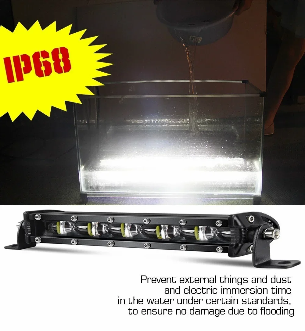 8-calowe 60W 6D soczewki LED Light Bar Combo Led Światło robocze do 4x4 Off Road Trucks SUV ATV 4WD 12V 24V Auto Driving Fog Lights