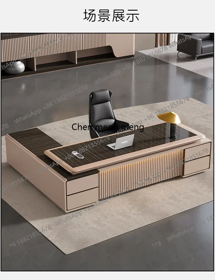 A17 Modern Computer Office Desk Standing L Shaped Writing Boss Table Lift Up Table Gaming Sedentary Filing Cabinet Boss Furn