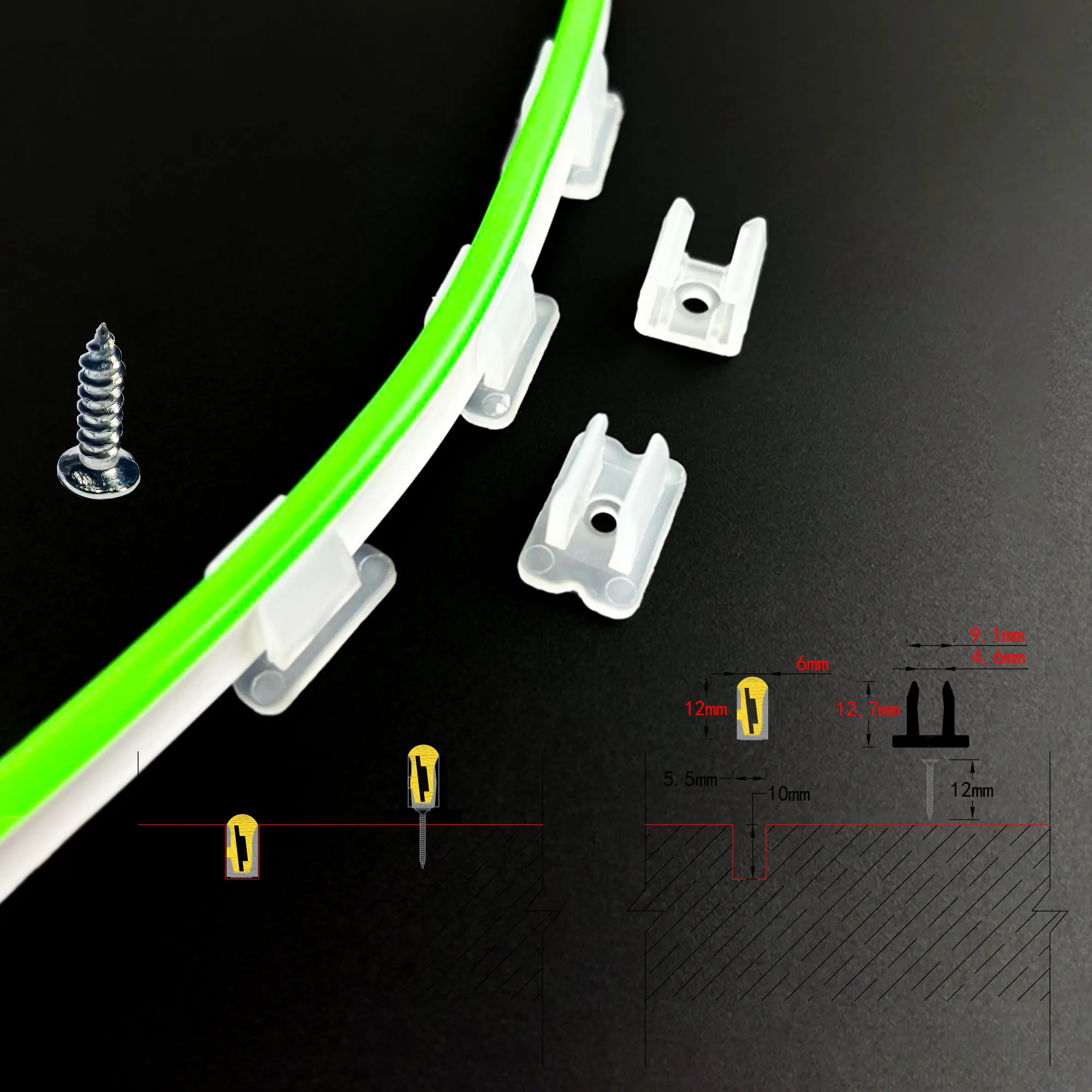 مرنة سيليكون أنبوب حامل لمقاطع قطاع LED 2835 5050 5730 COB 220 فولت شرائط ليد 10/12/15/20 مللي متر تصاعد قوس الكمبيوتر