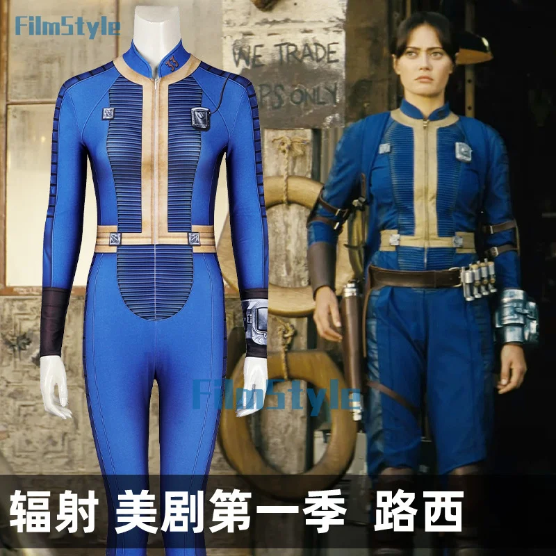 Fallout Lucy MacLean Cosplay Costume Female Male Survivor Suit Blue Bodysuit Uniform Halloween Carnival Party Adult Outfits Set