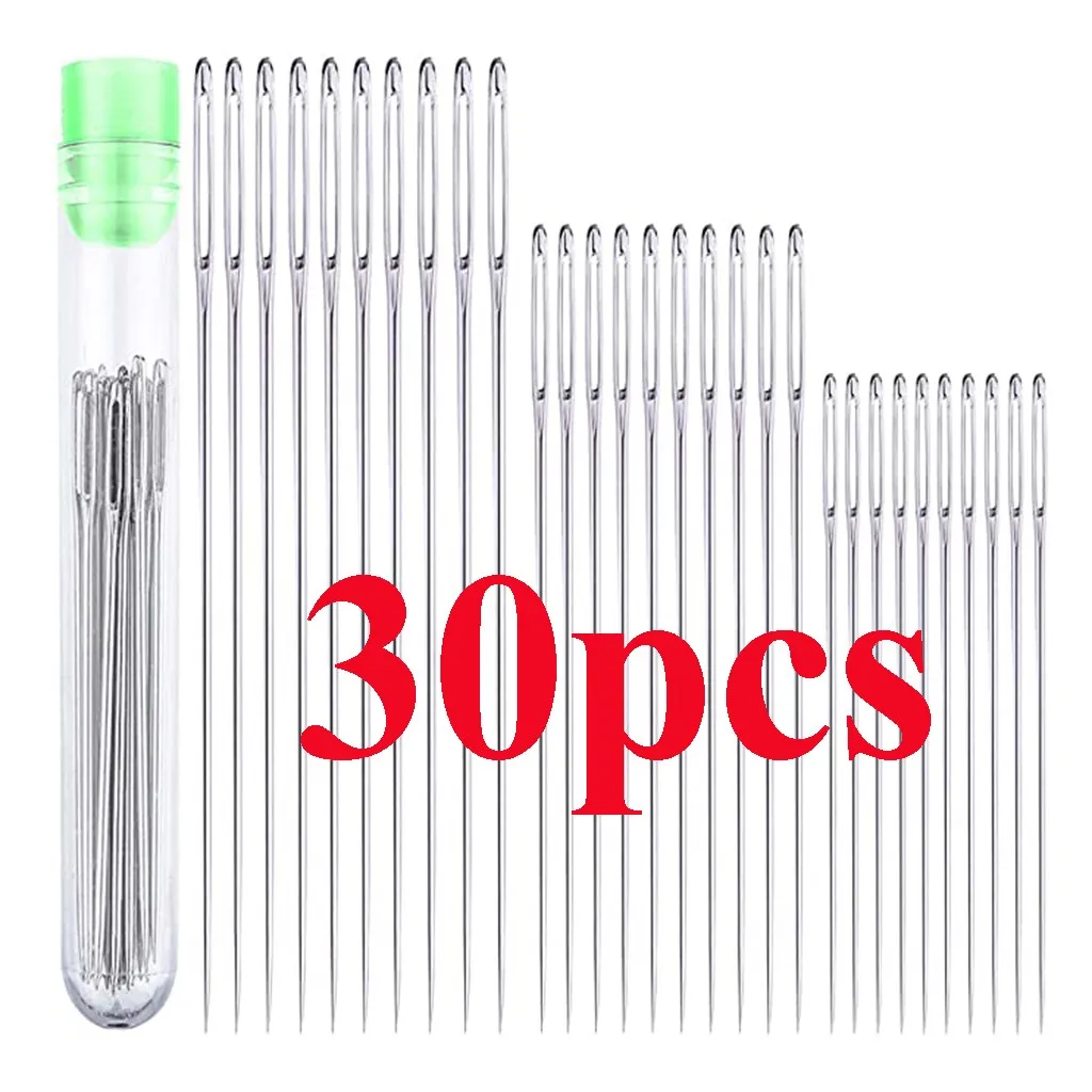 30pcs 5 Sizes Large Eye Sewing Needles Cross Stitch Knitting Needle Handmade Leather Embroidery Thread Needle Sewing Accessory