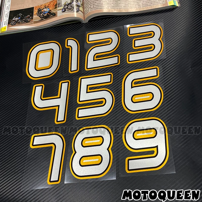 Racing Arabic Numbers Sticker DIY Decals Fuel Tank Side Cover Helmet Reflective Number Stickers For Motorcycle Motocross Car