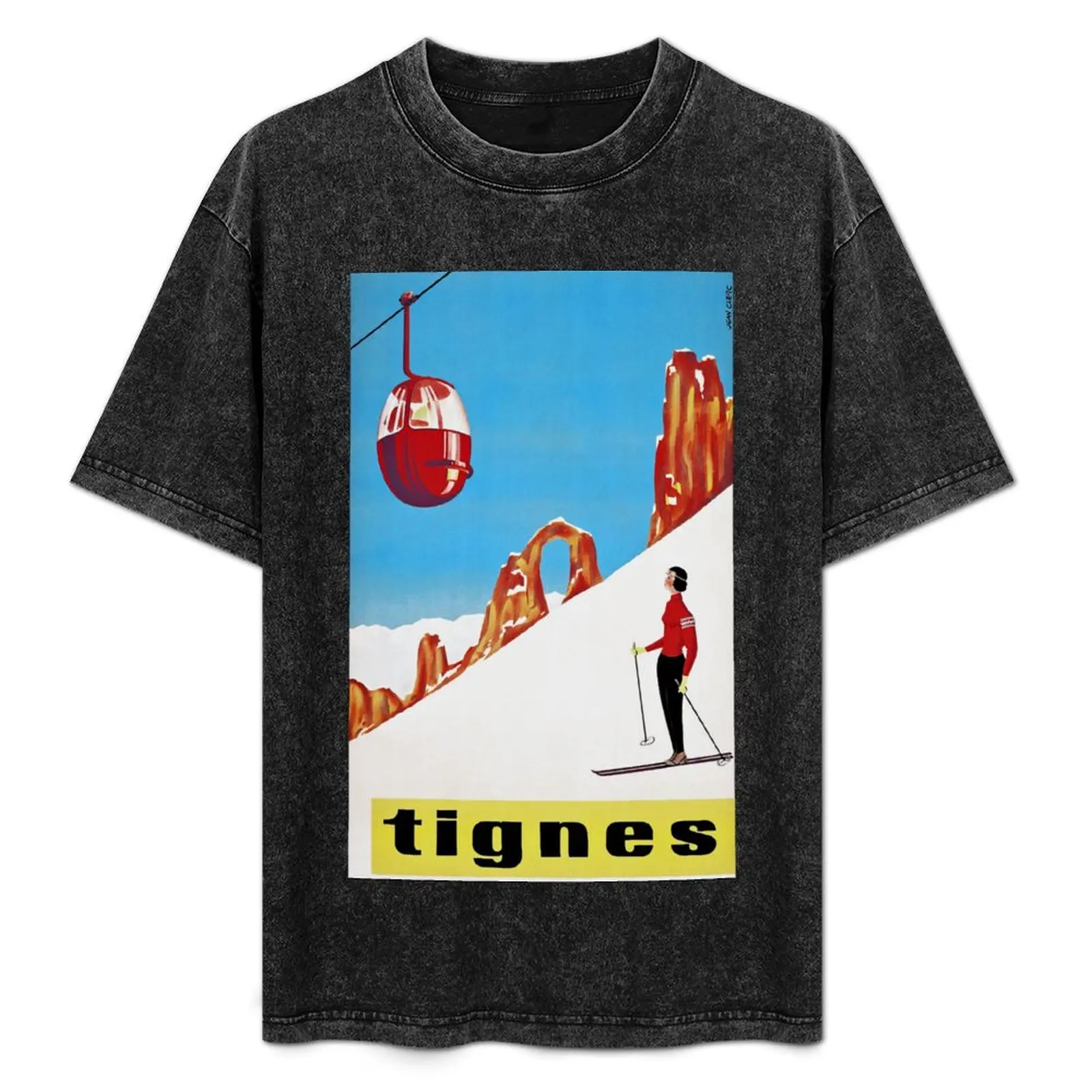 She Skis Alone-Camiseta de deporte de esquí Vintage para hombre, camisetas holgadas, camisetas gráficas, camisetas de gran tamaño