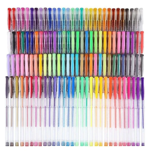 Imagen 1 del producto Suministros de arte de 100 colores, bolígrafos de Gel para adultos, juego para colorear, dibujo, álbumes de recortes, brillo, neón, Pastel, puntas finas metálicas, bolígrafo