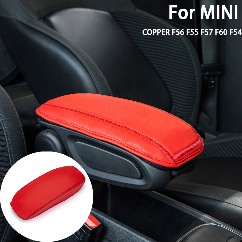 Leather Car Armrest Cover For MINI COOPER F54 F55 F56 F57 F60 Center Console Protector Cover with Logo Interior Car Accessories