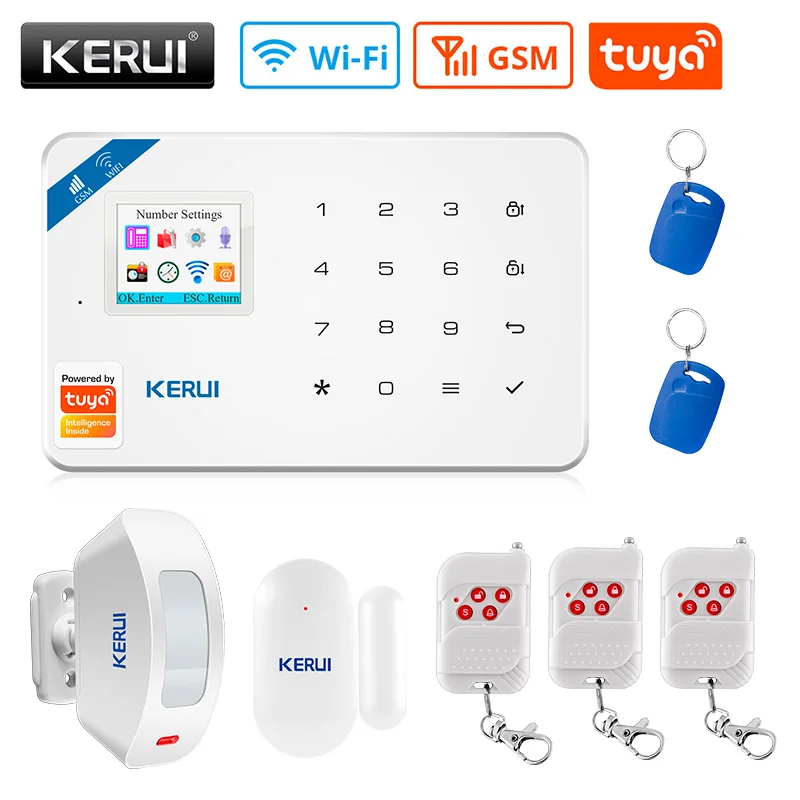 

KERUI W181 Tuya Home Security Alarm System Mobile APP Receiving GSM WIFI Connection Security Alarm Siren System Screen Wireless