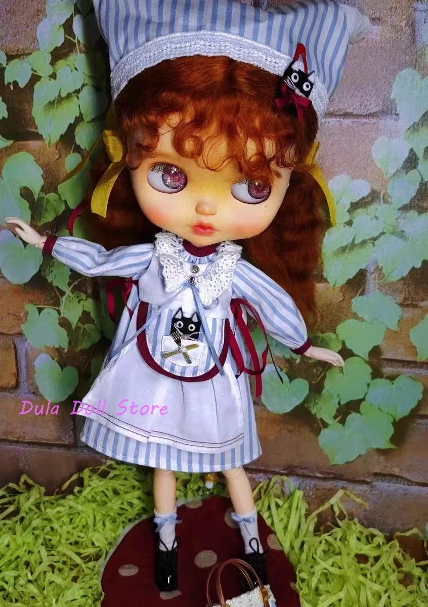 

Dula Doll Clothes Blue stripe skirt set Blythe Qbaby ob24 ob22 Azone Licca ICY JerryB 1/6 Doll Accessories
