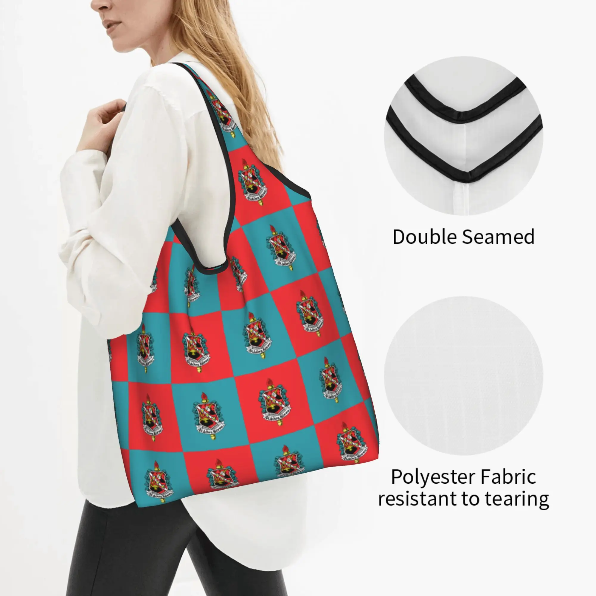 Funny Printed 1906 Phi Delta Kappa  Shopping Tote Bags Portable Shopper Shoulder Checkered Plaid  Handbag