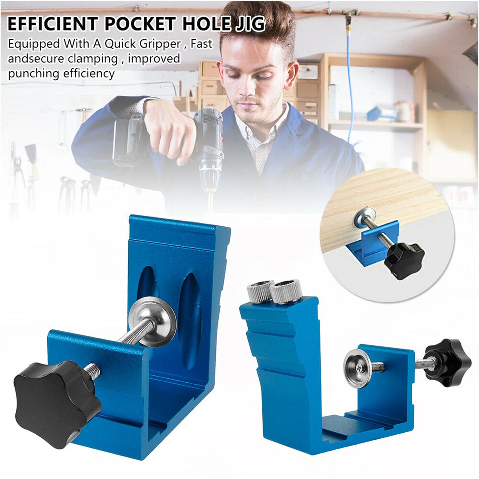 Pocket Hole Jig 15 Degree Woodworking Oblique Hole Locator Portable Pocket Hole Screw Clamp System Kit For Woodwork DIY Carpentr