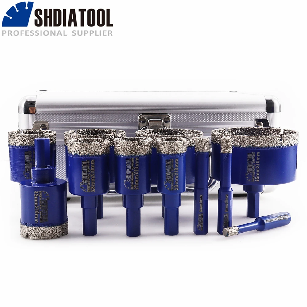 SHDIATOOL 11-teiliges vakuumgelötetes Diamantbohrer-Set, Durchmesser 6–65 mm, Dreiecksschaft-Bohrkrone für Marmor, Keramikfliesen, Granit – Detail 9