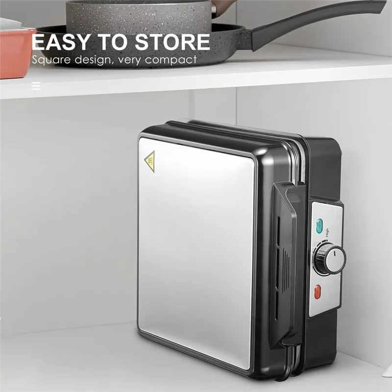 A19I-4-Slice Waffles Maker Compact Square Design Nonstick Iron Double-Sided Heating EU Plug