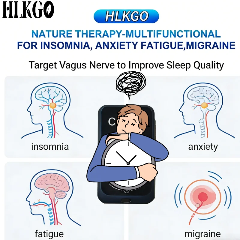 Medical Grade HLKGO Vagus Nerve Stimulator, Sleep Aid for Reduce Anxiety Fast Calm Insomnia Relief Stress Management Home