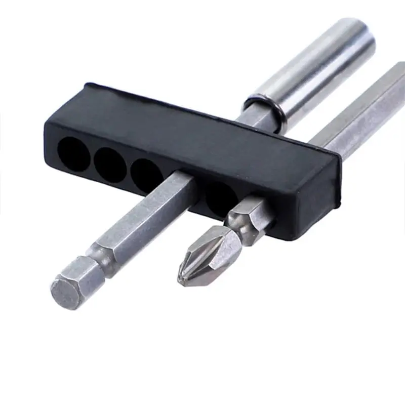 Portabrocas plástico con vástago hexagonal, 5 uds., almacenamiento 12 agujeros para estuche, fácil usar, triangulación