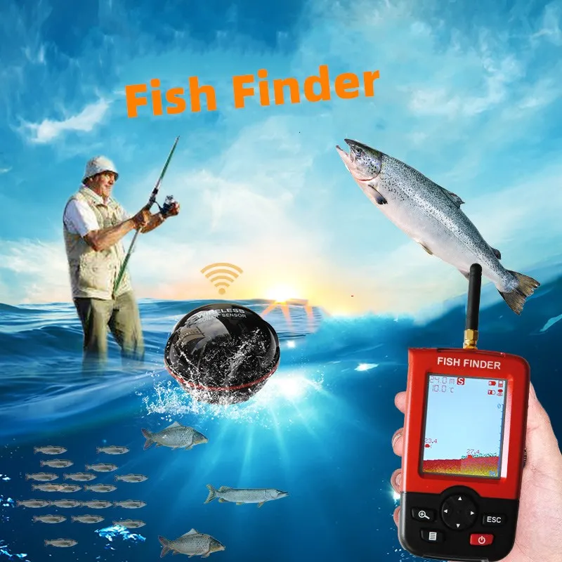 FindFish جهاز كشف الأسماك اللاسلكي المحمول XJ01 Sonar Fishing Echo Sounder Detector - ملحقات الصيد