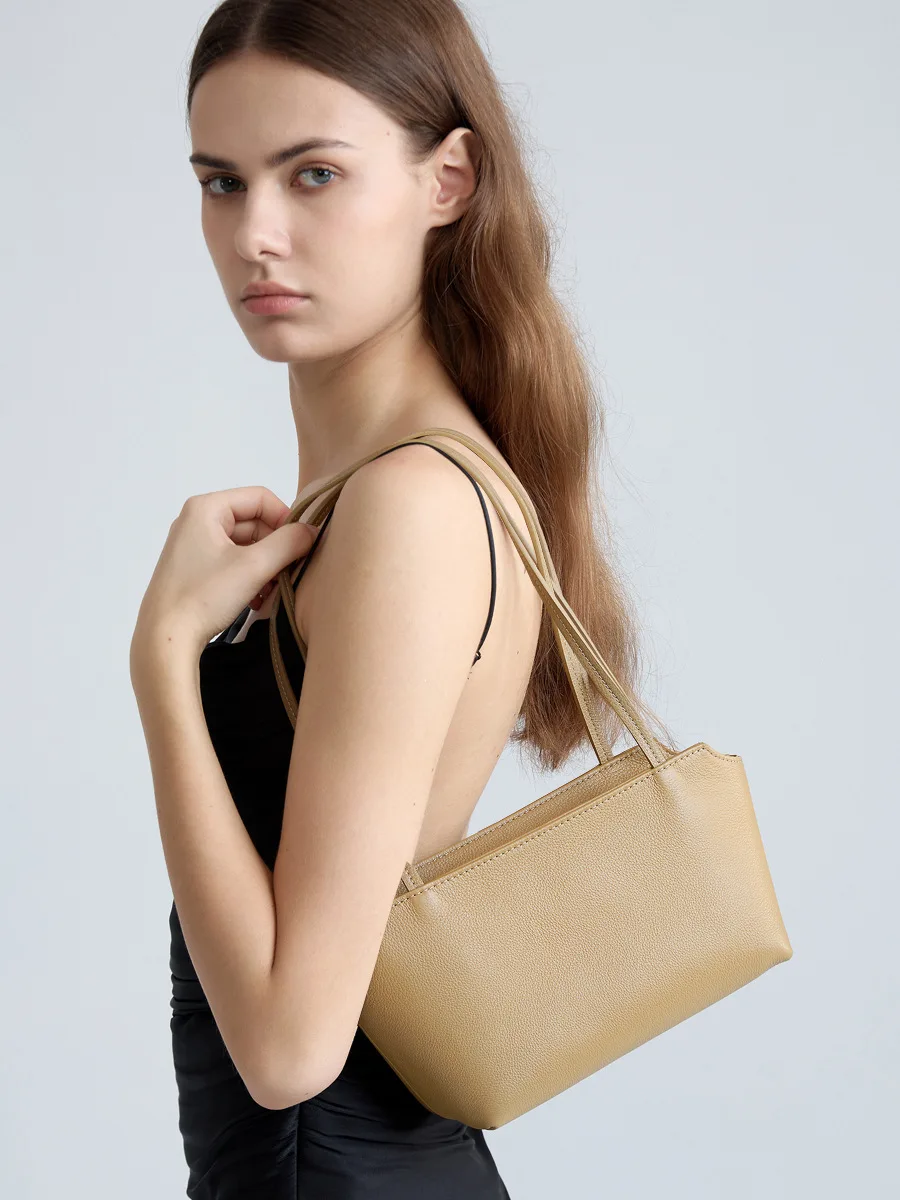 Simple Top-Grain Cowhide Tote Bag Fashion Hobo Light Luxury Exquisite Versatile Shoulder Bag Korean-Style Womens Handbag