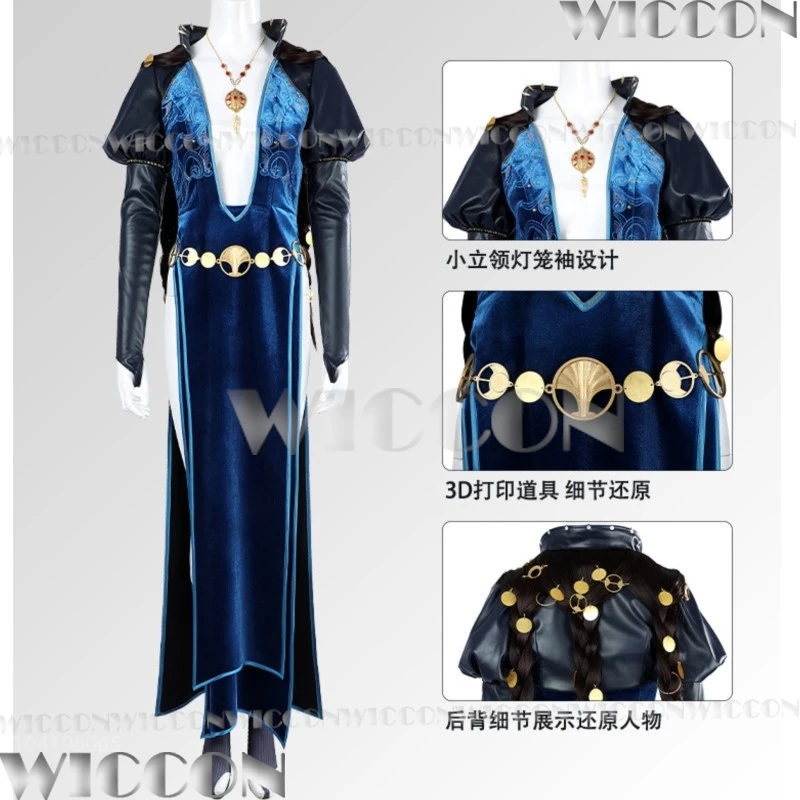 Mizora Game Baldur's Cosplay Gate 3 Costume Full Set Blue Dress Sexy Clothes Women Holloween Party Full Set Roleplay Customized