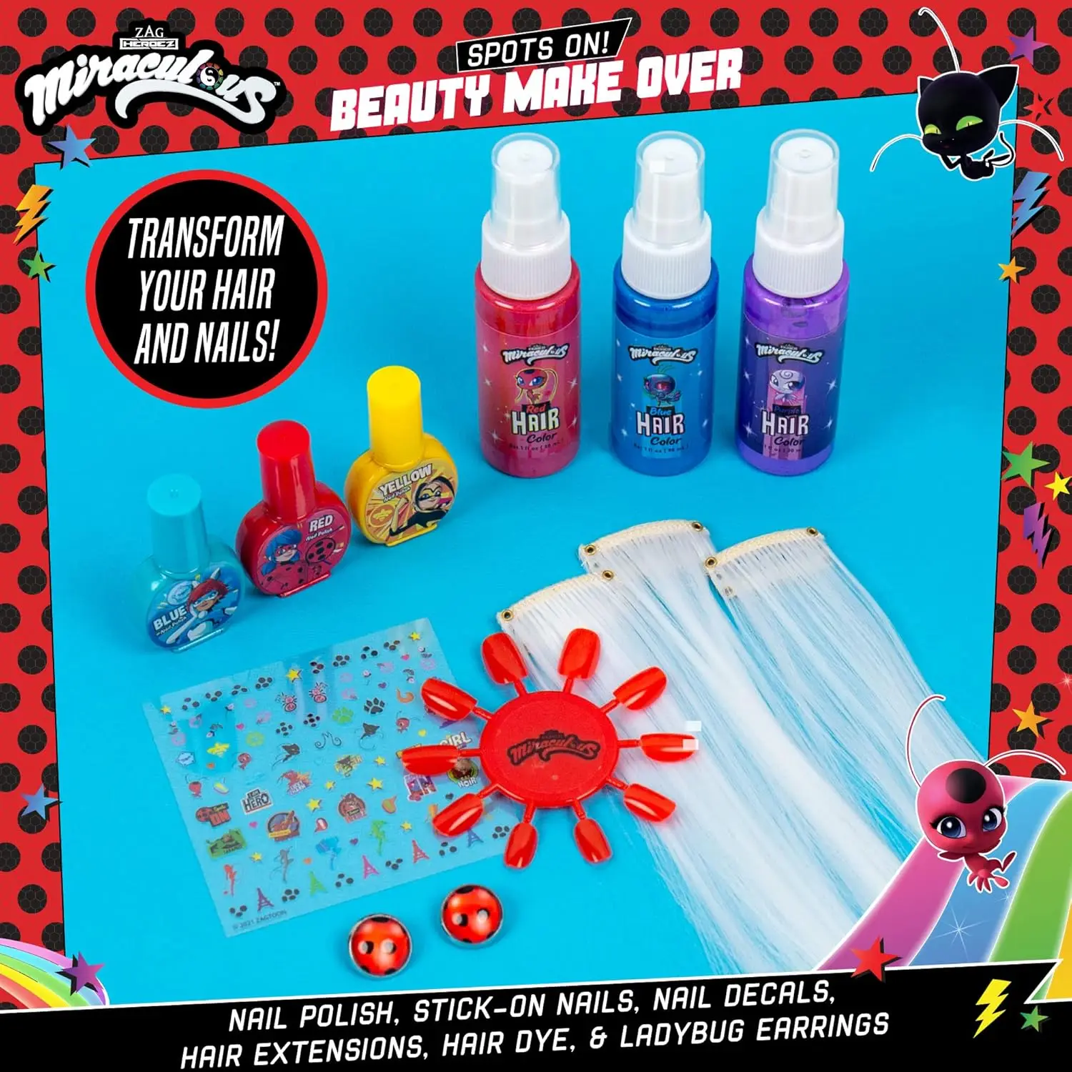 Spots On Beauty Makeover Studio for Kids – Create unique hair art & manicure with this kit! Safe nail art designed for kids 6-9
