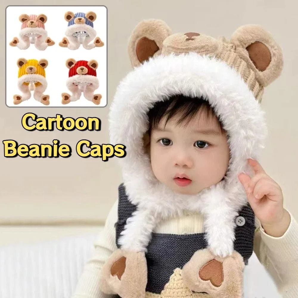 

Kawaii Cartoon Beanie Caps Thickened Coldproof Baby Ear Protection Hat Comfortable Soft Children's Pullover Hats