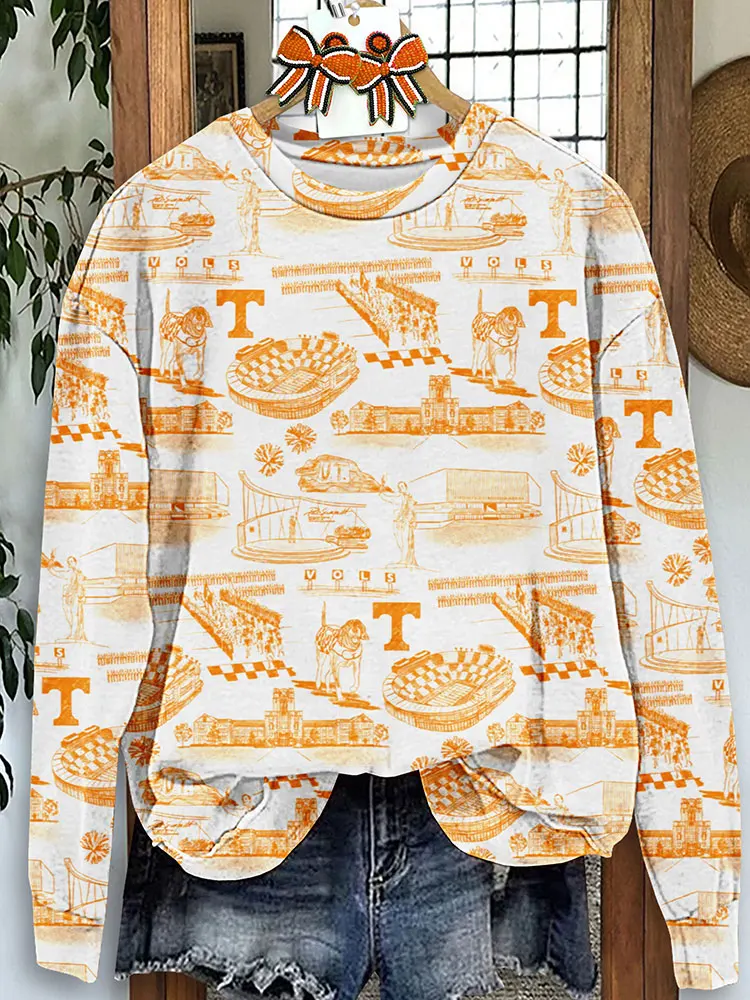 Casual Tennessee Print Long Sleeve Sweatshirts