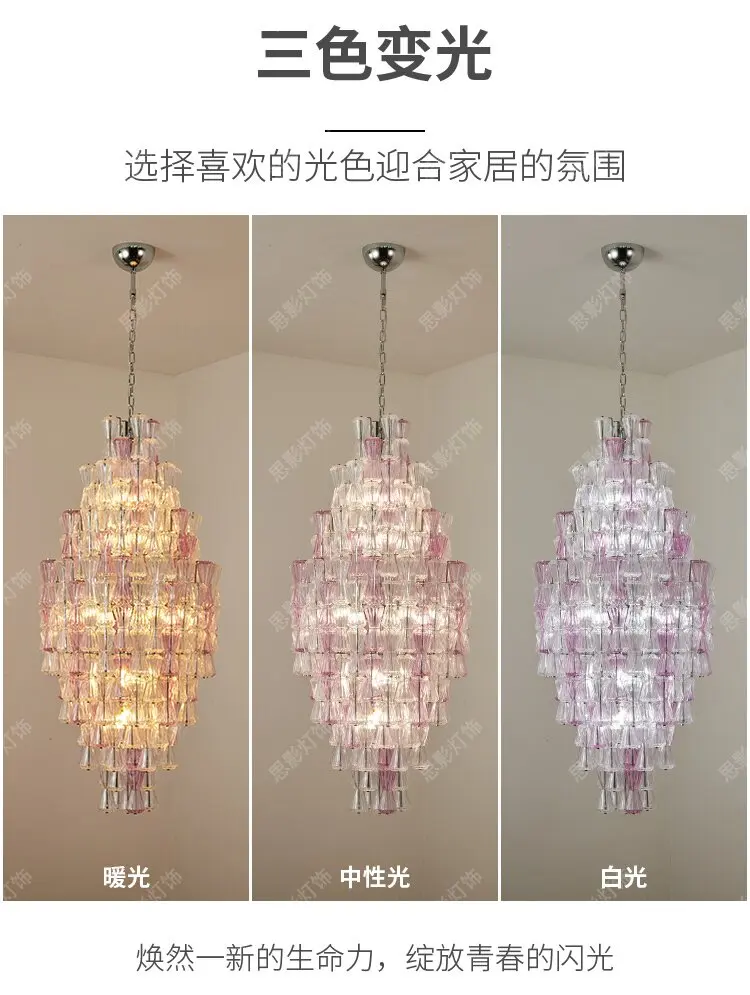 Y  French retro staircase pendant light, duplex cantilevered rotating hotel lobby, light luxury wish bottle lighting fixtures